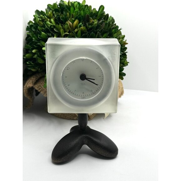 Michael Graves Clear Lucite Desk Alarm Clock Tripod Bronze Base - Picture 3 of 10
